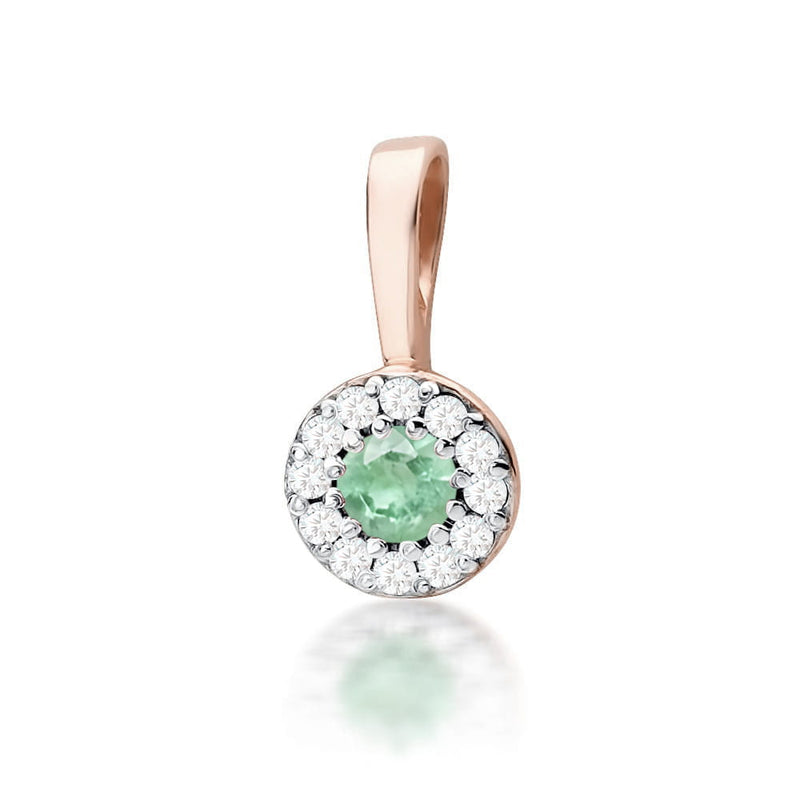 Pandantiv Aur 14K cu Smarald 0.15 ct si Diamante Naturale 0.10 ct, imaginea 3 din 6