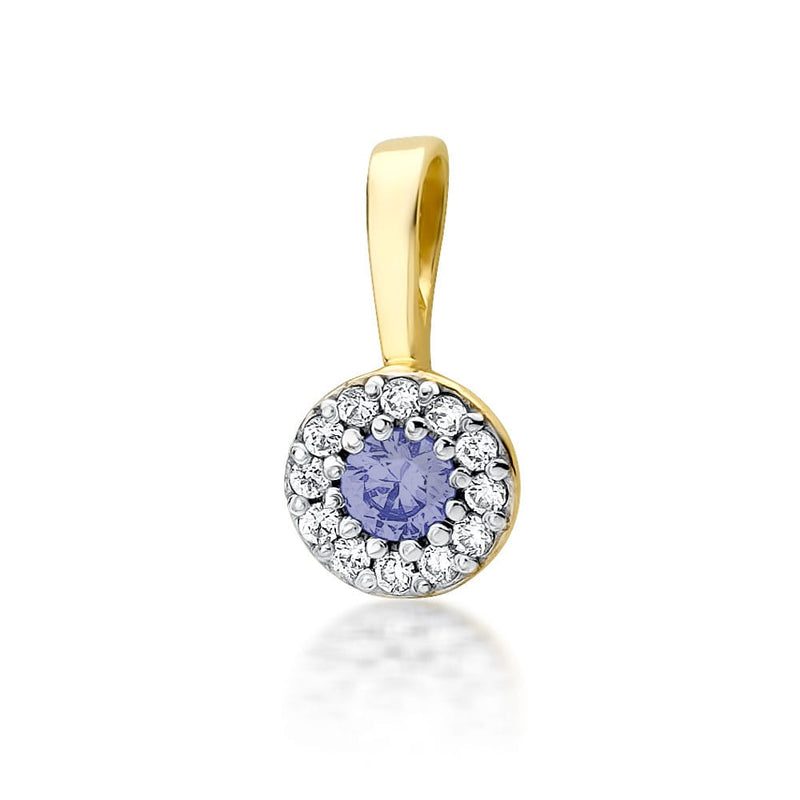 Pandantiv Aur 14K cu Tanzanit 0.15 ct si Diamante Naturale 0.10 ct — Aur galben