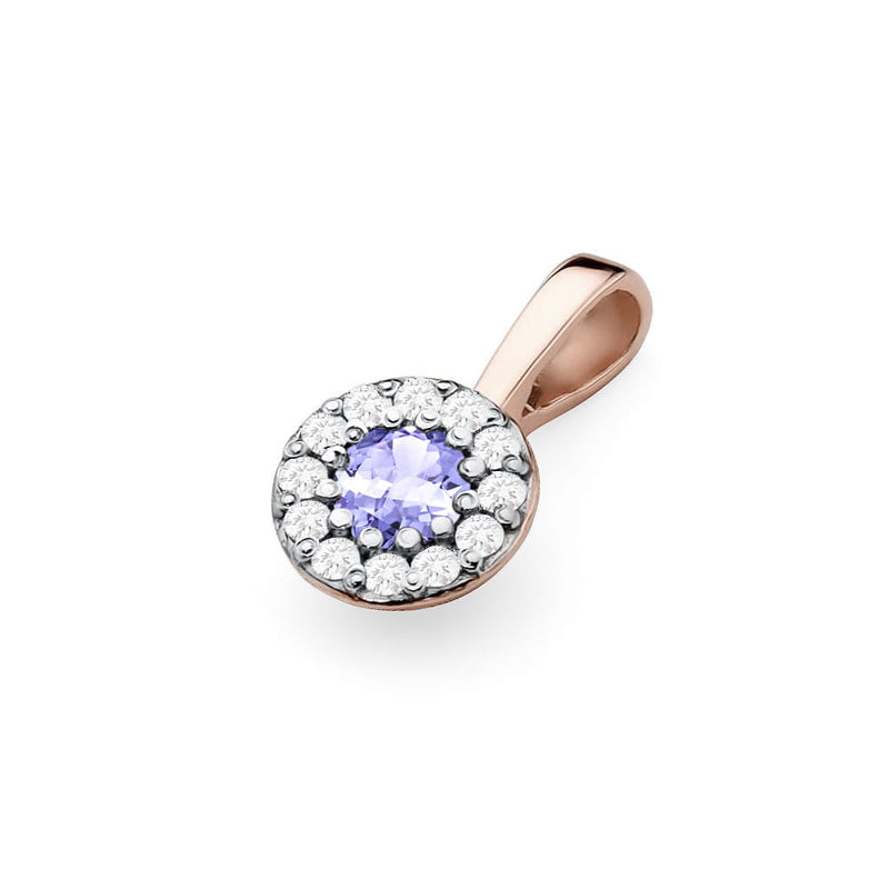 Pandantiv Aur 14K cu Tanzanit 0.15 ct si Diamante Naturale 0.10 ct, imaginea 4 din 6