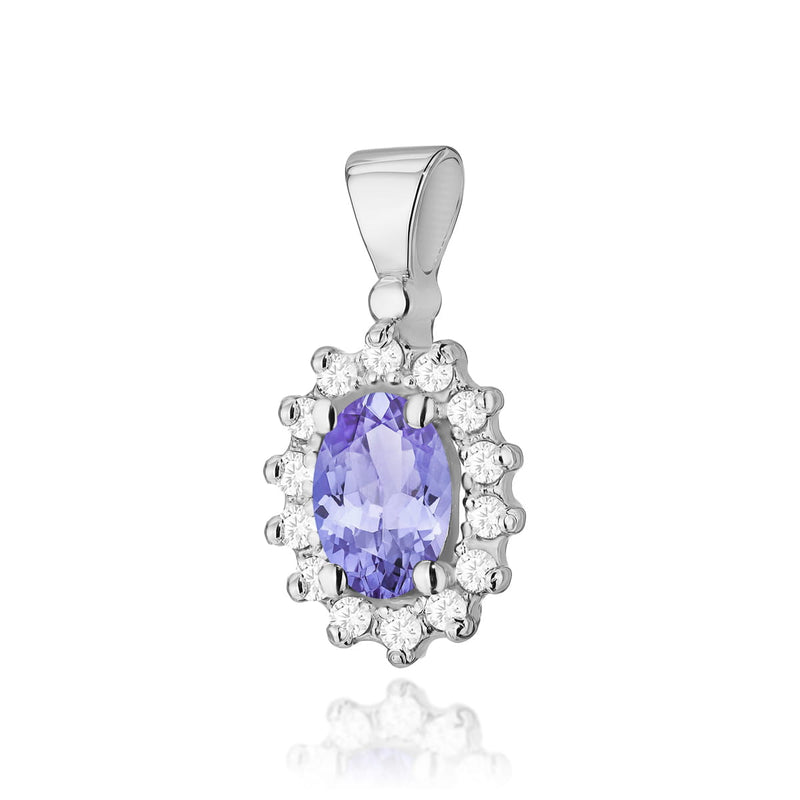 Pandantiv Aur 14K cu Tanzanit 0.40 ct si Diamante Naturale 0.12 ct, imaginea 5 din 6