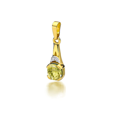 Pandantiv Aur 14K cu Peridot 1.00 ct si Diamant Natural 0.01 ct