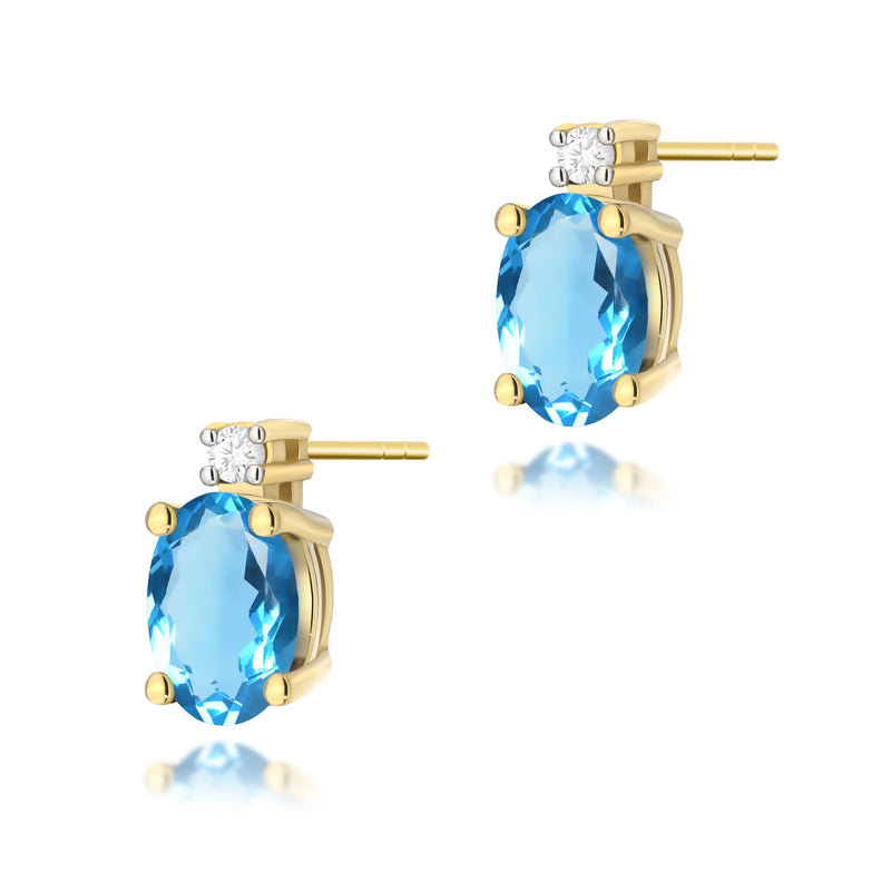 Cercei Aur 14K cu Topaz Swiss 0.50 ct si Diamante Naturale 0.03 ct — Aur galben