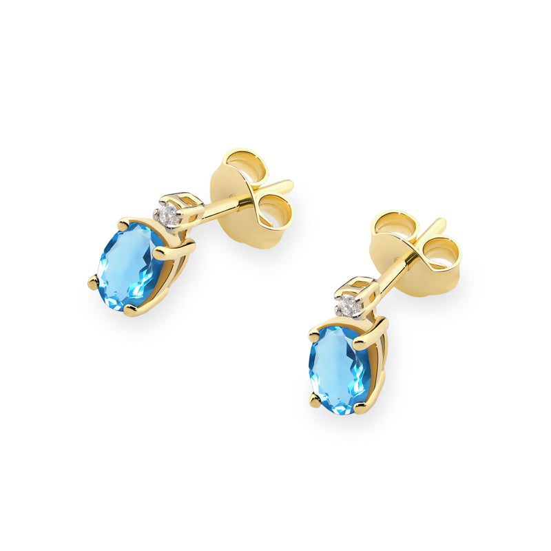 Cercei Aur 14K cu Topaz Swiss 0.50 ct si Diamante Naturale 0.03 ct, imaginea 2 din 9