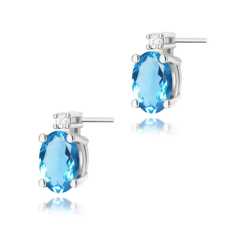 Cercei Aur 14K cu Topaz Swiss 0.50 ct si Diamante Naturale 0.03 ct, imaginea 7 din 9
