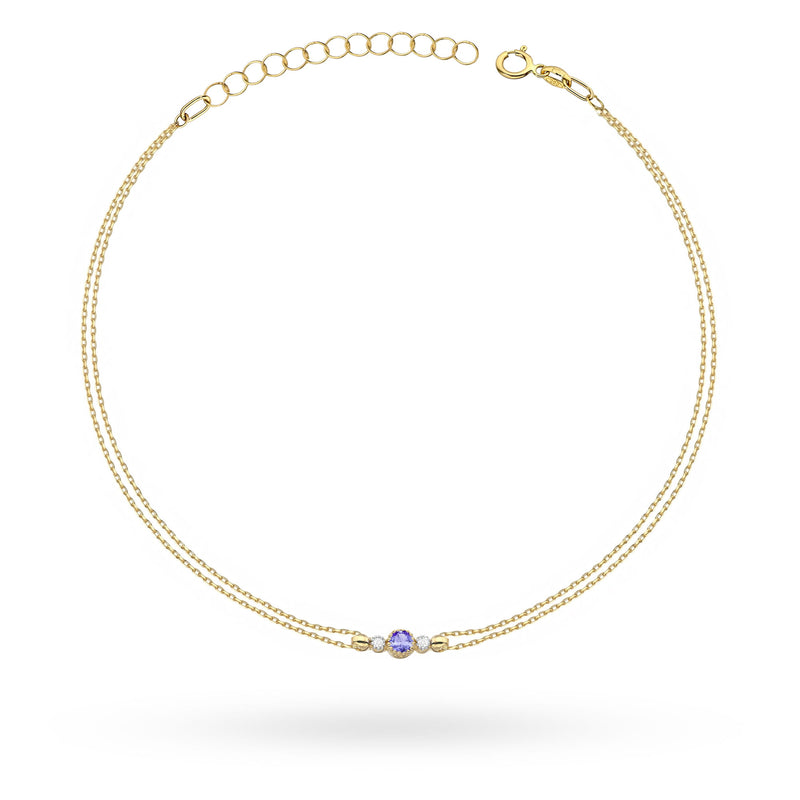 Bratara Aur 14K cu Tanzanit 0.15 ct si Diamante Naturale 0.03 ct — Aur galben