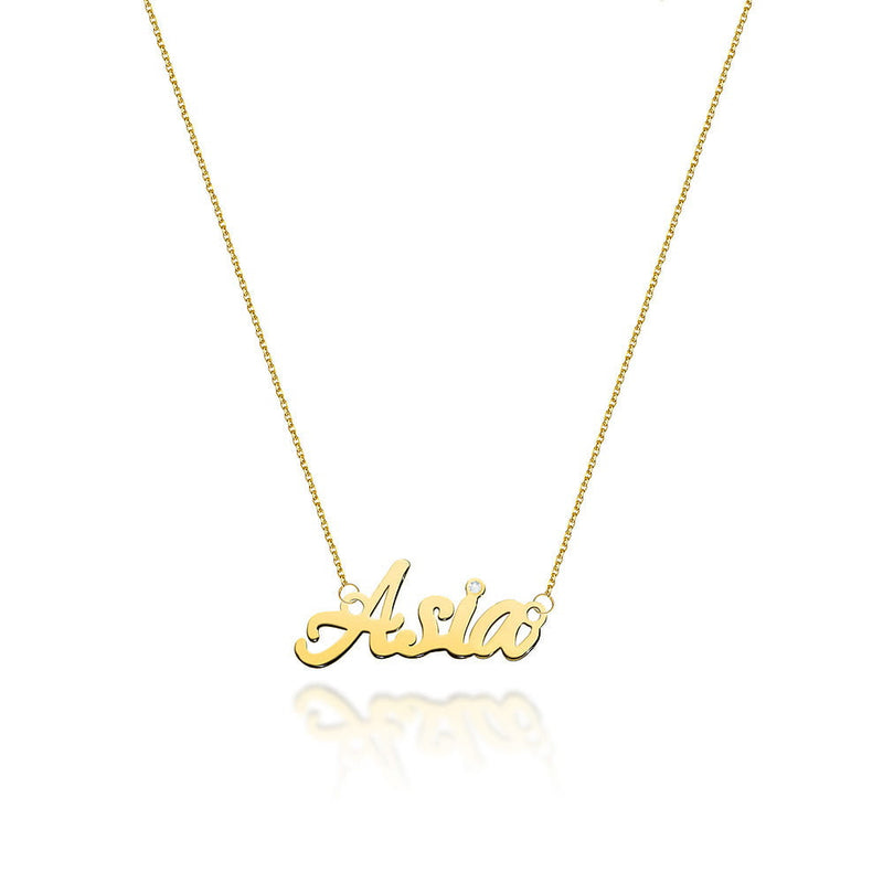 Colier Aur 14K cu Diamant Natural 0.01 ct — Aur galben