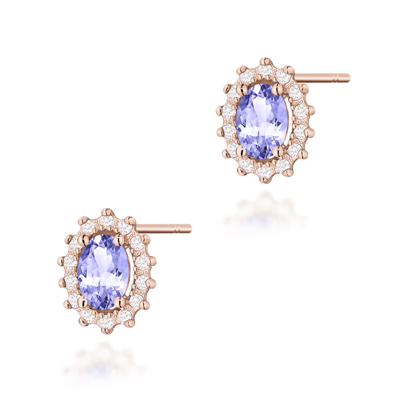 Cercei Aur 14K cu Tanzanit 0.40 ct si Diamante Naturale 0.24 ct, imaginea 4 din 9