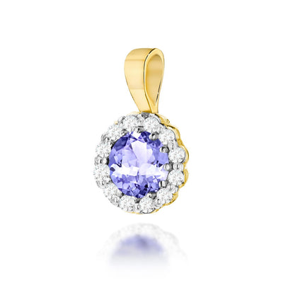 Pandantiv Aur 14K cu Tanzanit 0.50 ct si Diamante Naturale 0.10 ct