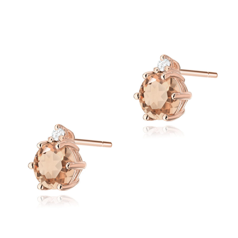 Cercei Aur 14K cu Morganit 0.40 ct si Diamante Naturale 0.03 ct, imaginea 3 din 6
