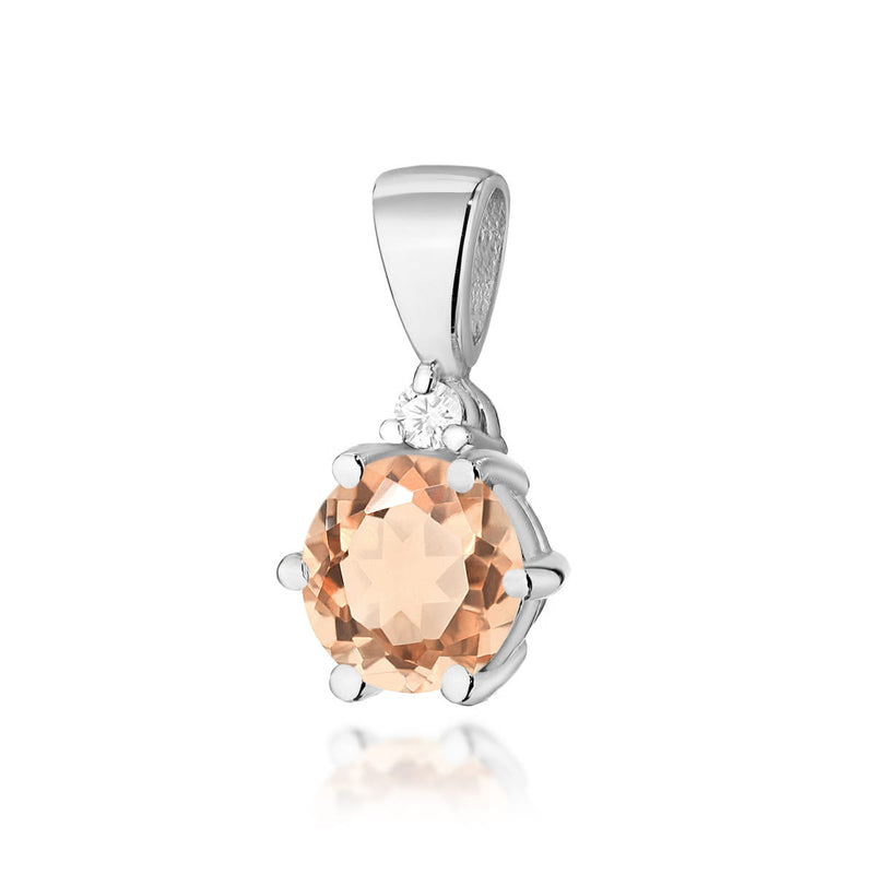 Pandantiv Aur 14K cu Morganit 0.40 ct si Diamant Natural 0.01 ct, imaginea 5 din 6