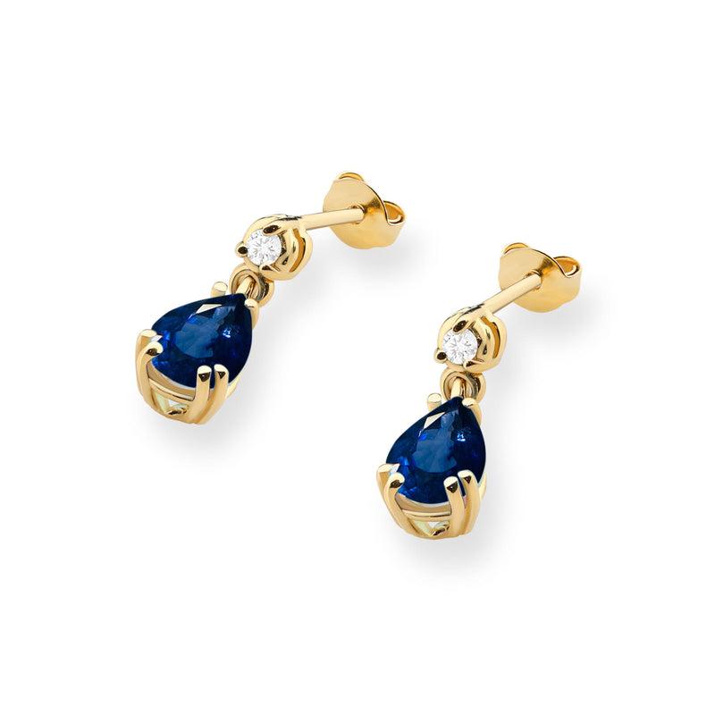Cercei Aur 14K cu Safir 0.60 ct si Diamante Naturale 0.04 ct, imaginea 2 din 6