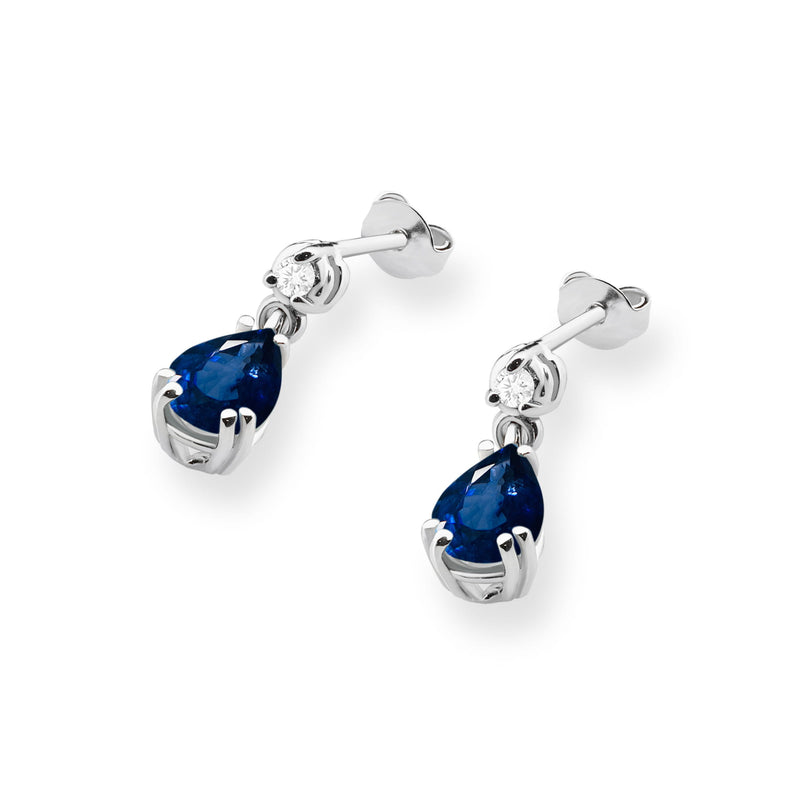 Cercei Aur 14K cu Safir 0.60 ct si Diamante Naturale 0.04 ct, imaginea 6 din 6