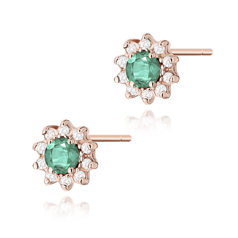 Cercei Aur 14K cu Smarald 0.15 ct si Diamante Naturale 0.17 ct, imaginea 4 din 9