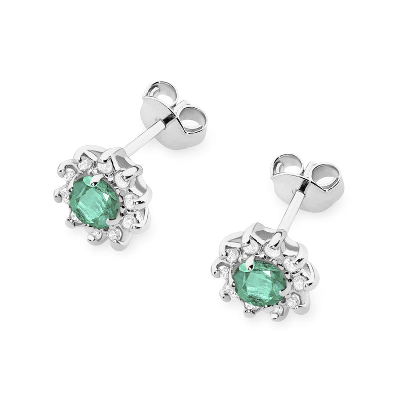 Cercei Aur 14K cu Smarald 0.15 ct si Diamante Naturale 0.17 ct, imaginea 8 din 9