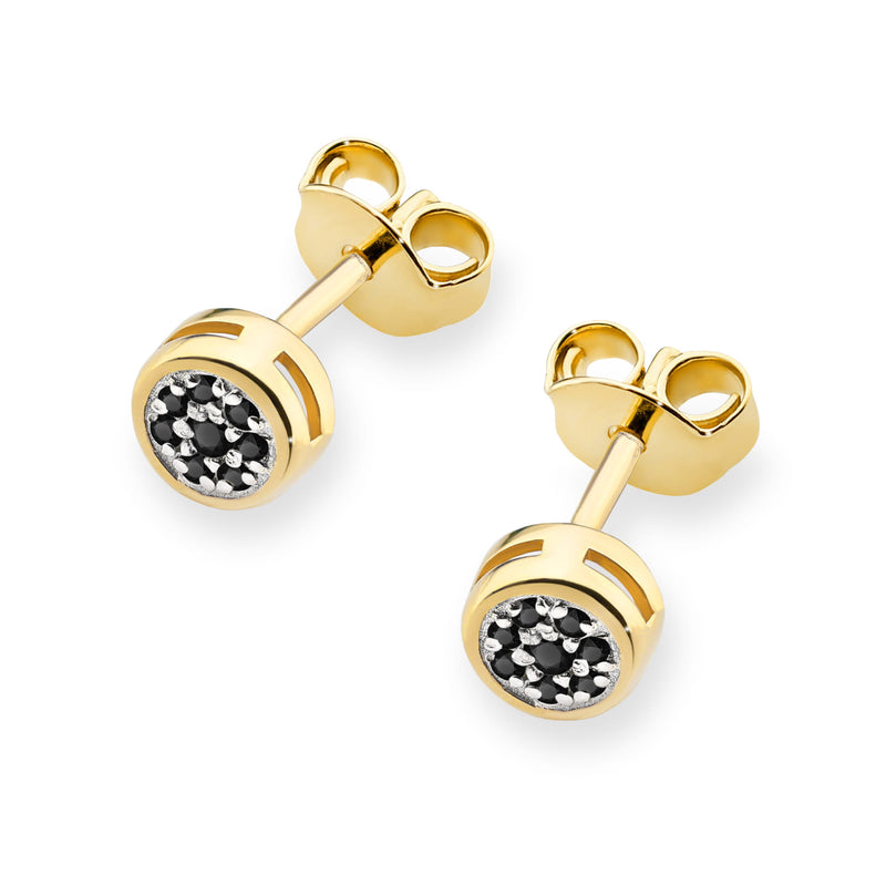 Cercei Aur 14K cu Diamante Naturale Negre 0.08 ct, imaginea 2 din 6