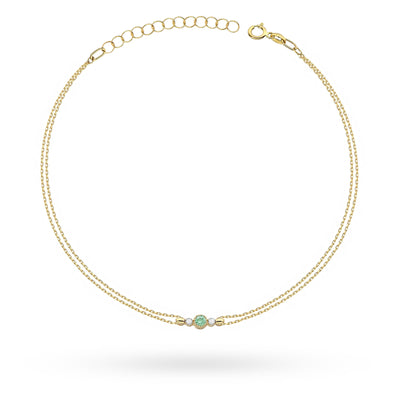 Bratara Aur 14K cu Smarald 0.15 ct si Diamante Naturale 0.03 ct