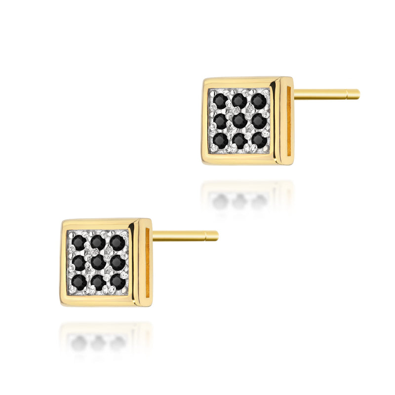 Cercei Aur 14K cu Diamante Naturale Negre 0.09 ct — Aur galben