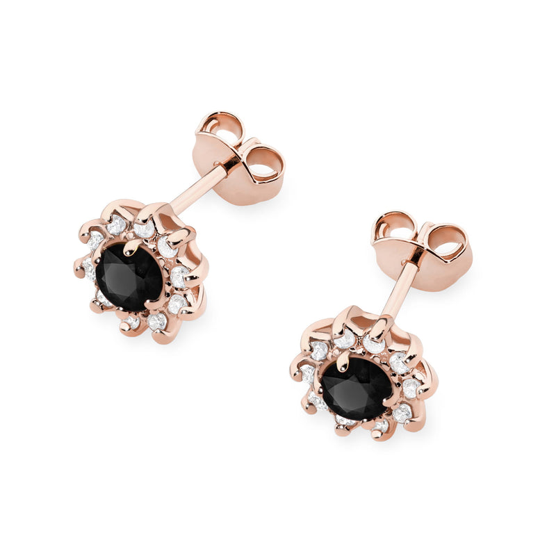 Cercei Aur 14K cu Diamante Naturale Albe si Negre 0.29 ct, imaginea 5 din 8