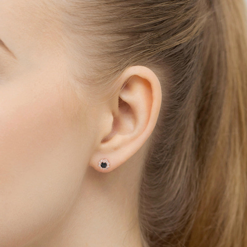Cercei Aur 14K cu Diamante Naturale Albe si Negre 0.29 ct, imaginea 6 din 8