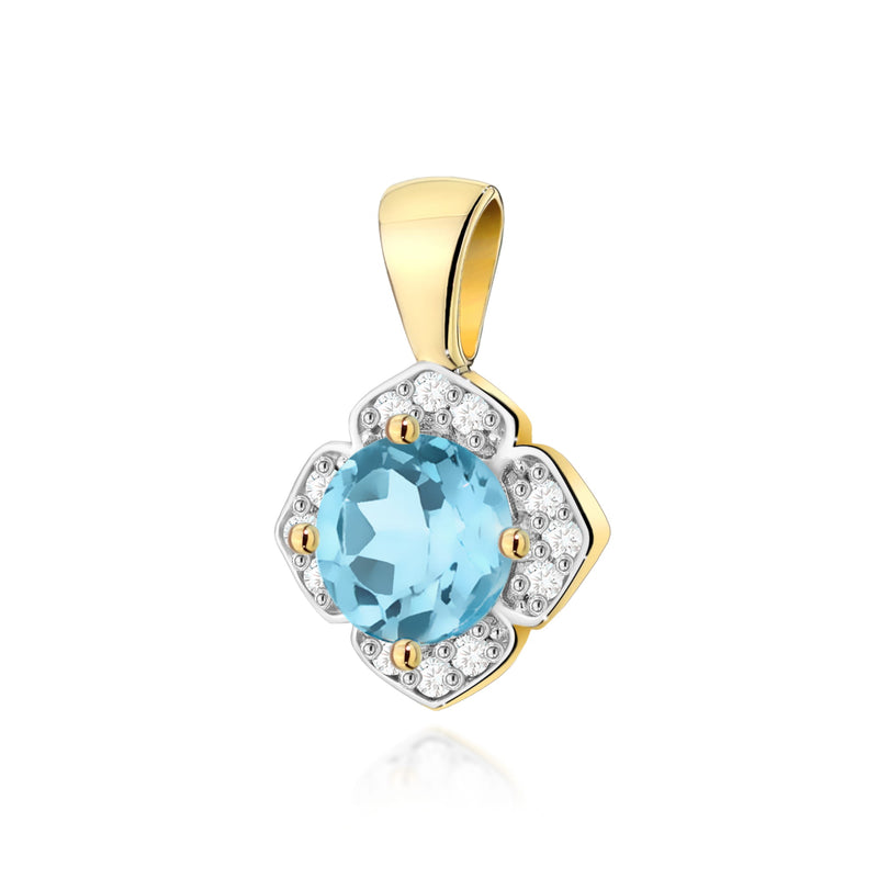 Pandantiv Aur 14K cu Topaz Swiss 0.50 ct si Diamante Naturale 0.06 ct — Aur galben