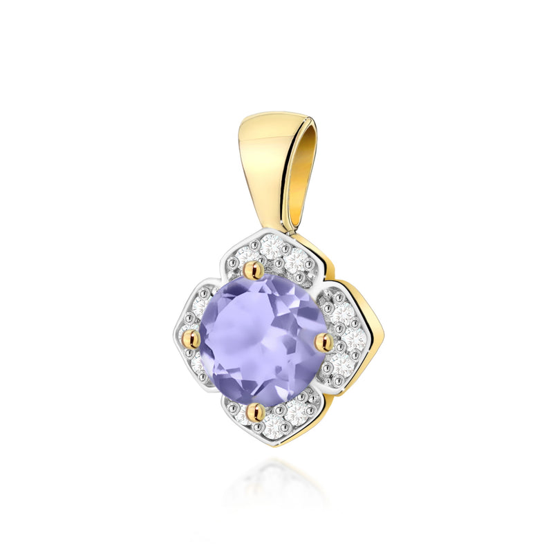 Pandantiv Aur 14K cu Tanzanit 0.50 ct si Diamante Naturale 0.06 ct — Aur galben