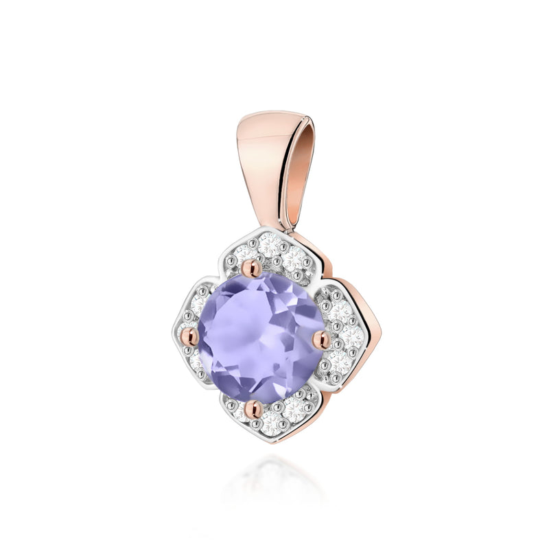 Pandantiv Aur 14K cu Tanzanit 0.50 ct si Diamante Naturale 0.06 ct, imaginea 3 din 6