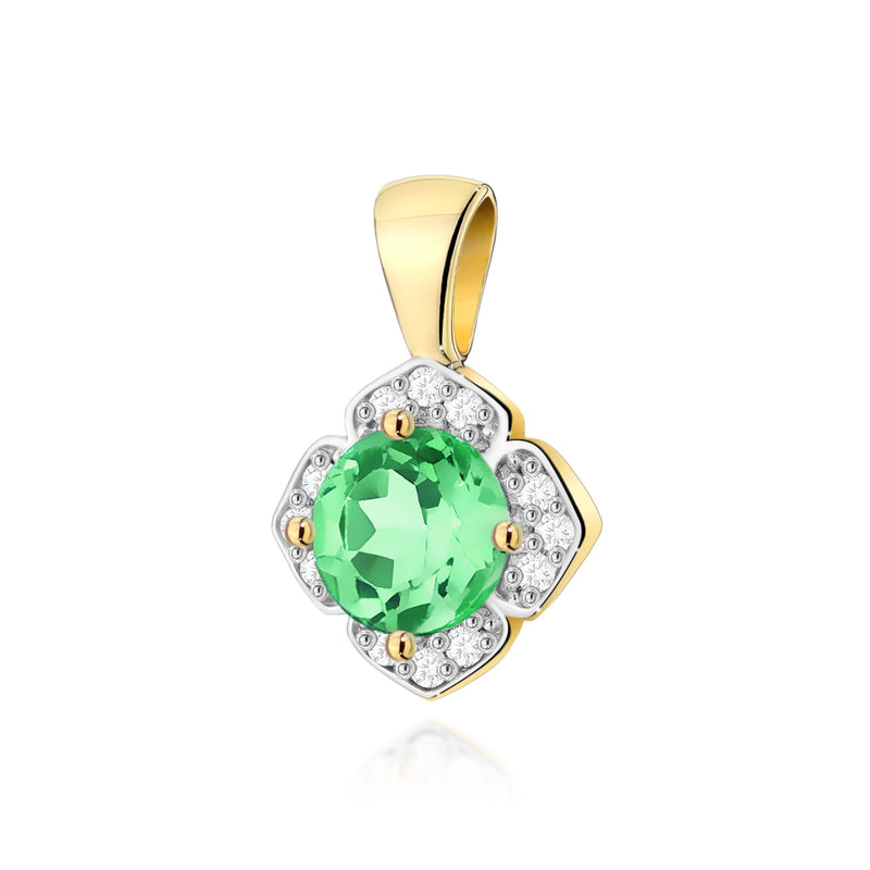 Pandantiv Aur 14K cu Smarald 0.50 ct si Diamante Naturale 0.06 ct — Aur galben