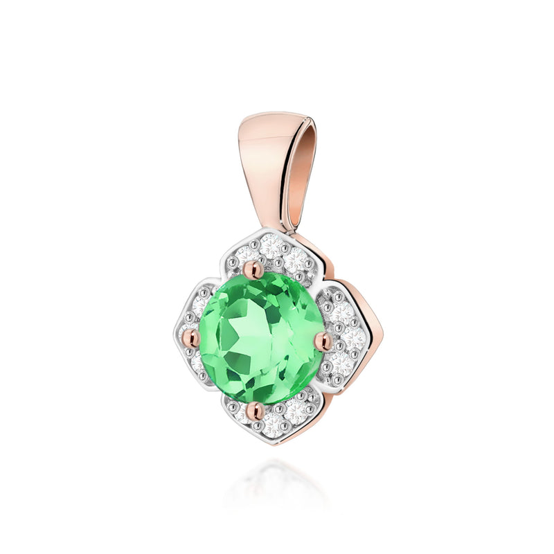 Pandantiv Aur 14K cu Smarald 0.50 ct si Diamante Naturale 0.06 ct, imaginea 3 din 6