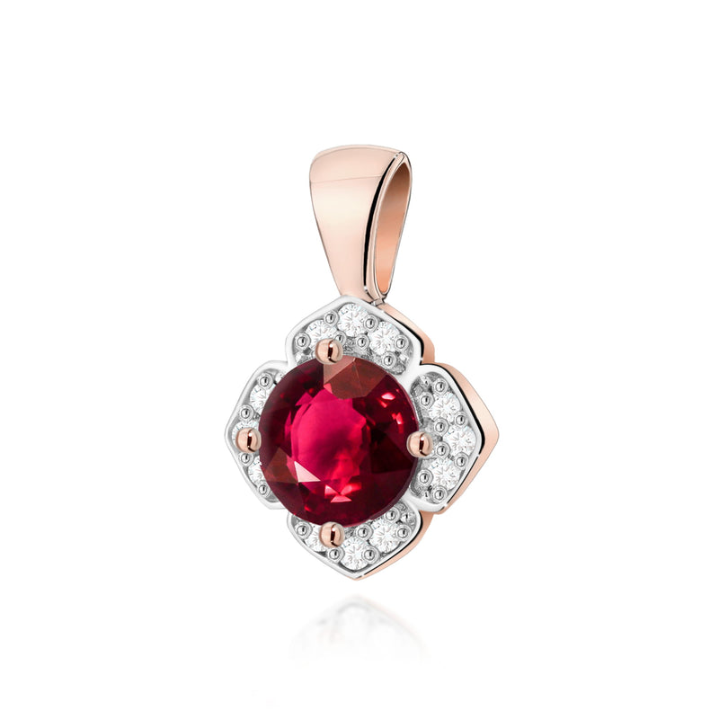 Pandantiv Aur 14K cu Rubin 0.60 ct si Diamante Naturale 0.06 ct, imaginea 3 din 6