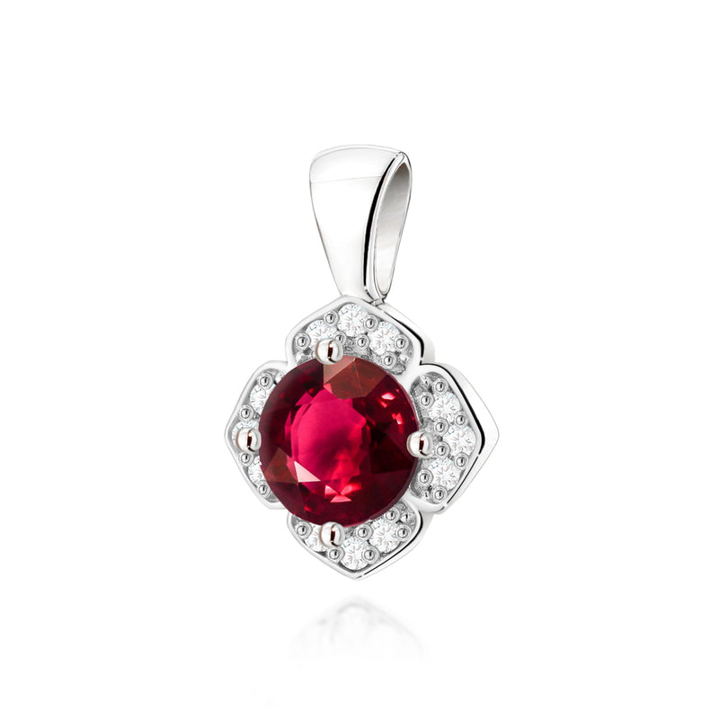 Pandantiv Aur 14K cu Rubin 0.60 ct si Diamante Naturale 0.06 ct, imaginea 5 din 6