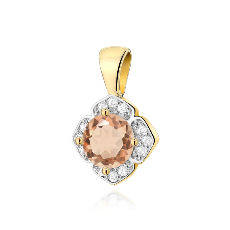 Pandantiv Aur 14K cu Morganit 0.40 ct si Diamante Naturale 0.06 ct — Aur galben
