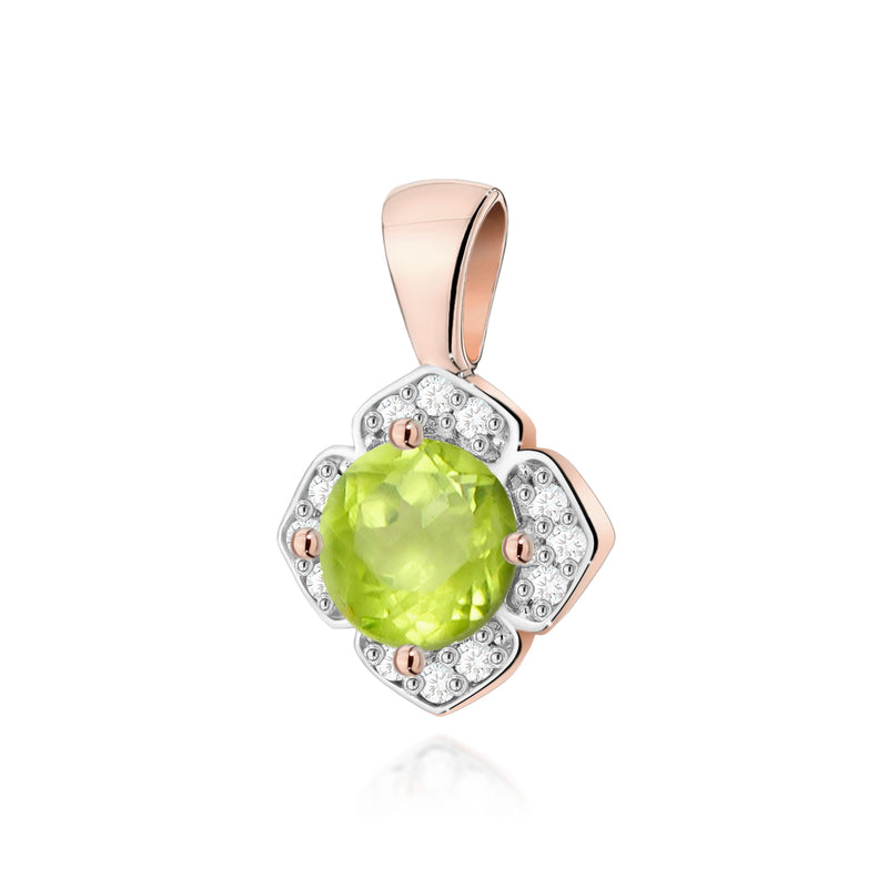 Pandantiv Aur 14K cu Peridot 0.60 ct si Diamante Naturale 0.06 ct, imaginea 3 din 6