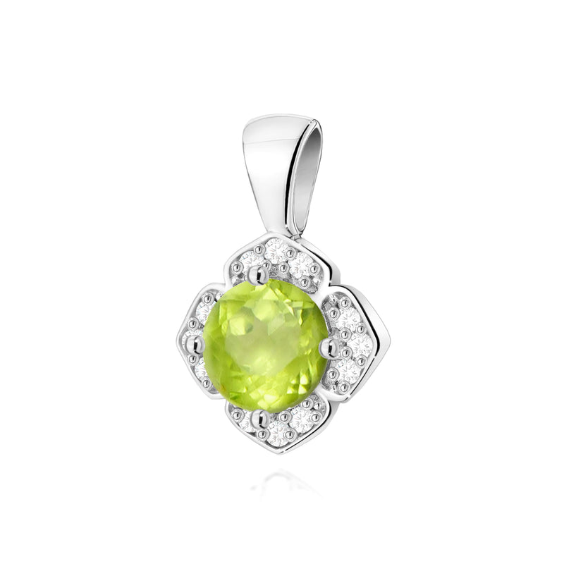 Pandantiv Aur 14K cu Peridot 0.60 ct si Diamante Naturale 0.06 ct, imaginea 5 din 6