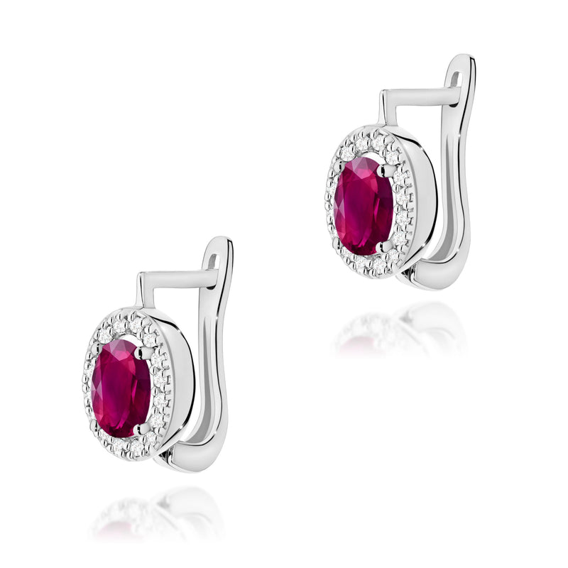 Cercei Aur 14K cu Rhodolite 0.50 ct si Diamante Naturale 0.16 ct, imaginea 5 din 6