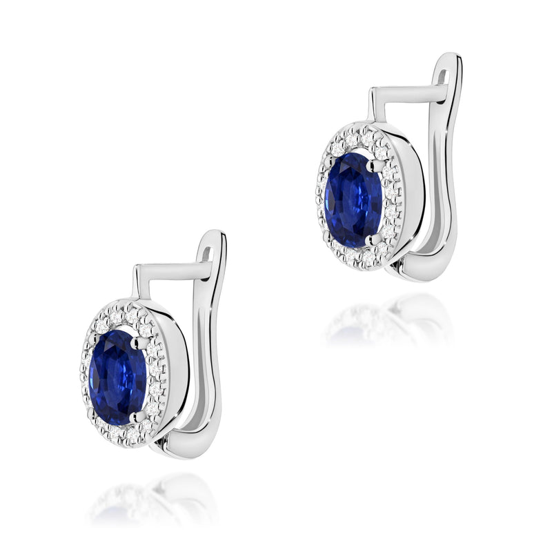 Cercei Aur 14K cu Safir 0.70 ct si Diamante Naturale 0.16 ct, imaginea 5 din 6