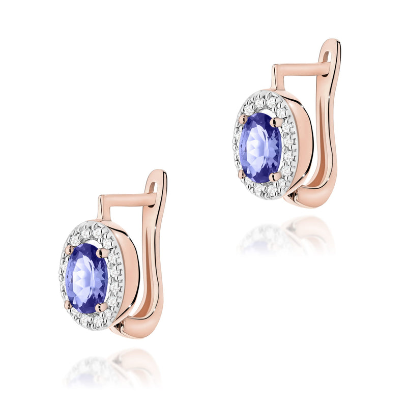 Cercei Aur 14K cu Tanzanit 0.40 ct si Diamante Naturale 0.16 ct, imaginea 3 din 6