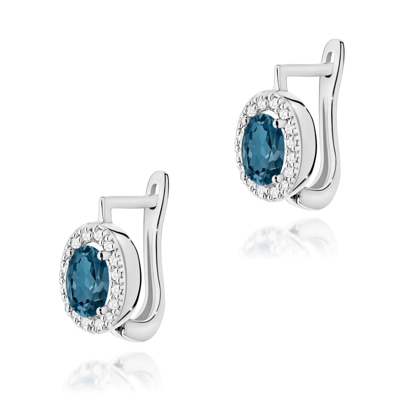 Cercei Aur 14K cu Topaz London Blue 0.50 ct si Diamante Naturale 0.16 ct, imaginea 5 din 6