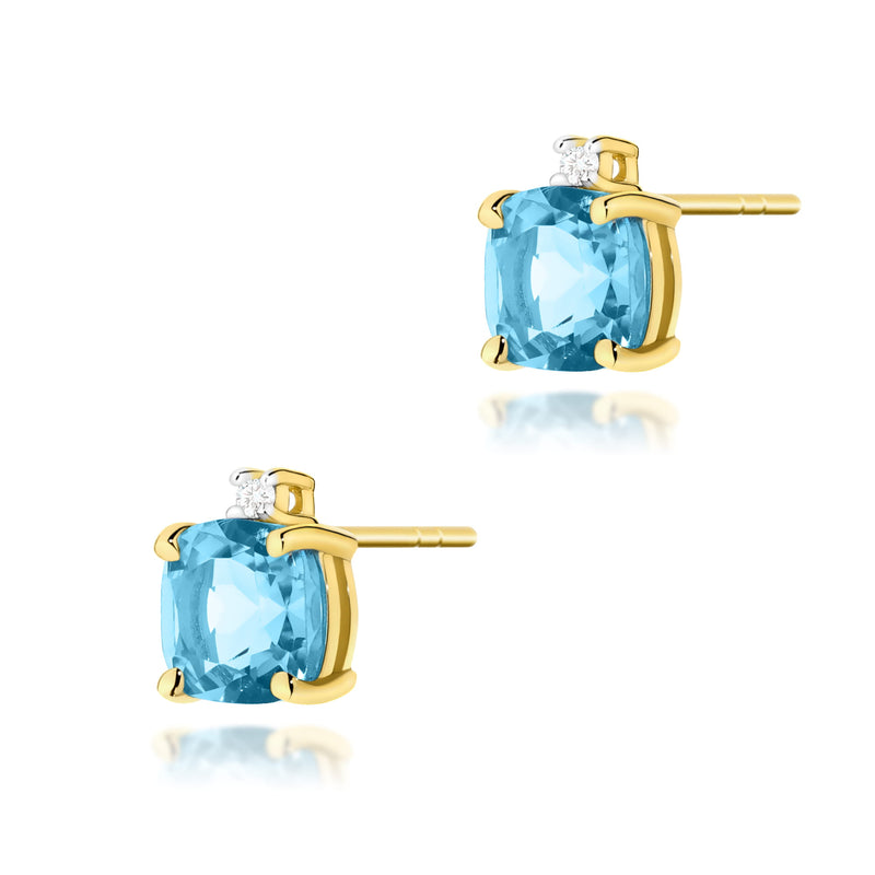 Cercei Aur 14K cu Topaz Swiss 1.10 ct si Diamante Naturale 0.03 ct — Aur galben