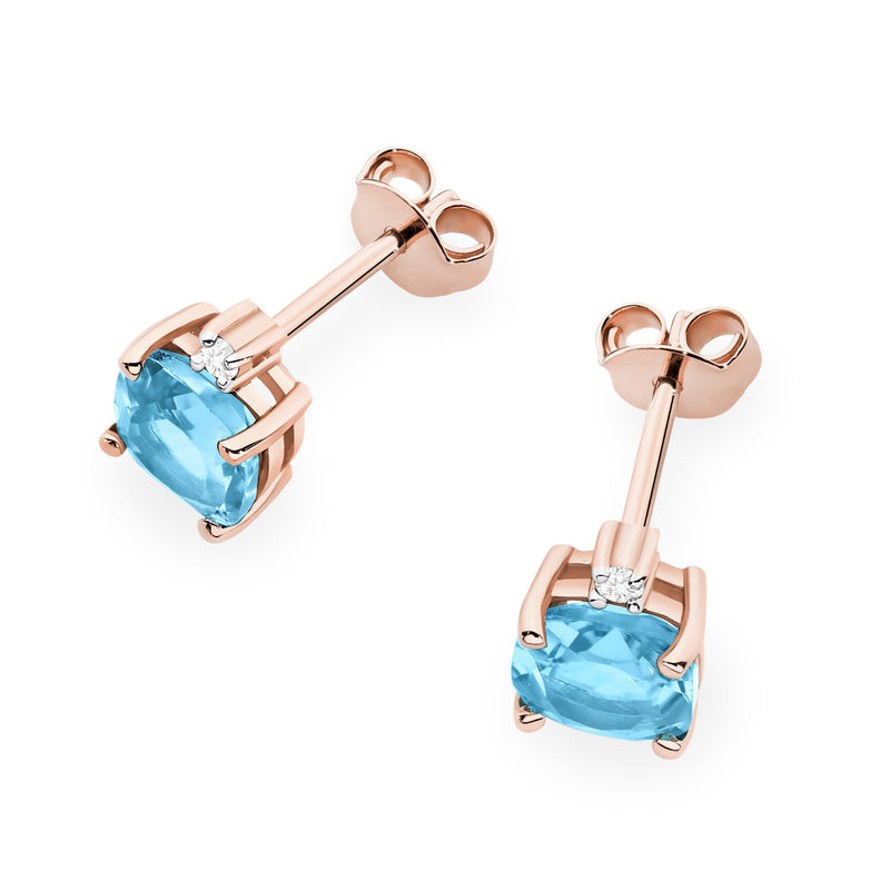 Cercei Aur 14K cu Topaz Swiss 1.10 ct si Diamante Naturale 0.03 ct, imaginea 5 din 9