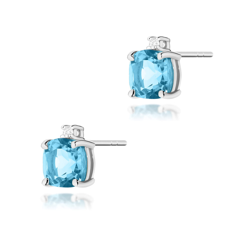 Cercei Aur 14K cu Topaz Swiss 1.10 ct si Diamante Naturale 0.03 ct, imaginea 7 din 9