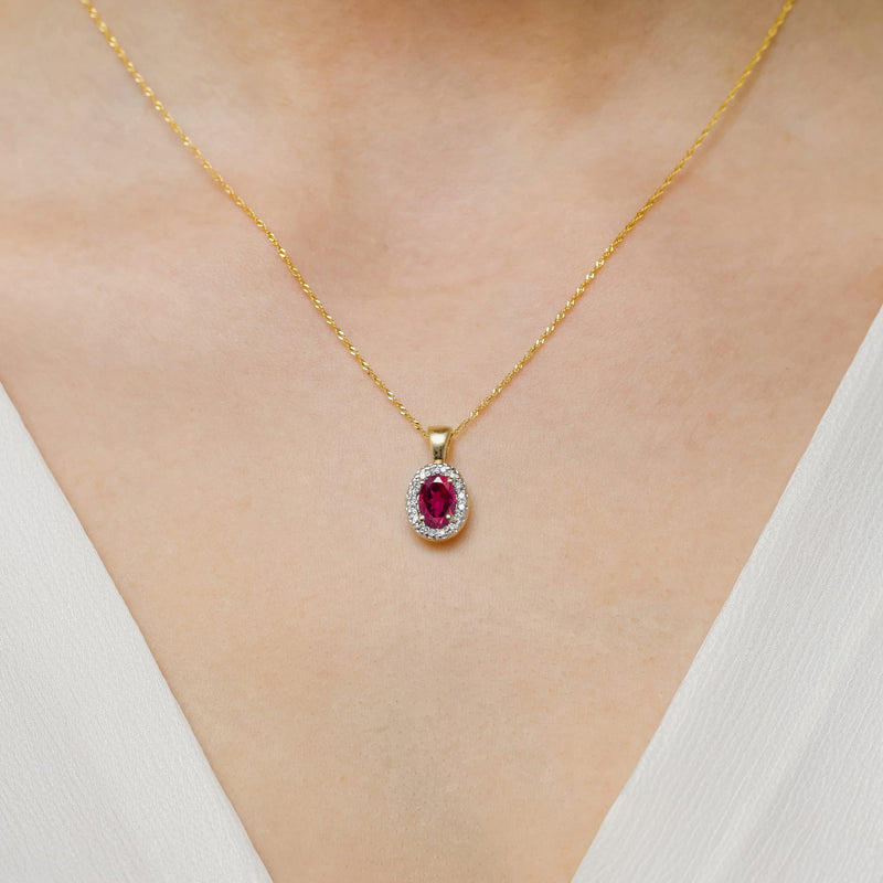 Pandantiv Aur 14K cu Rhodolite 0.50 ct si Diamante Naturale 0.08 ct, imaginea 3 din 9