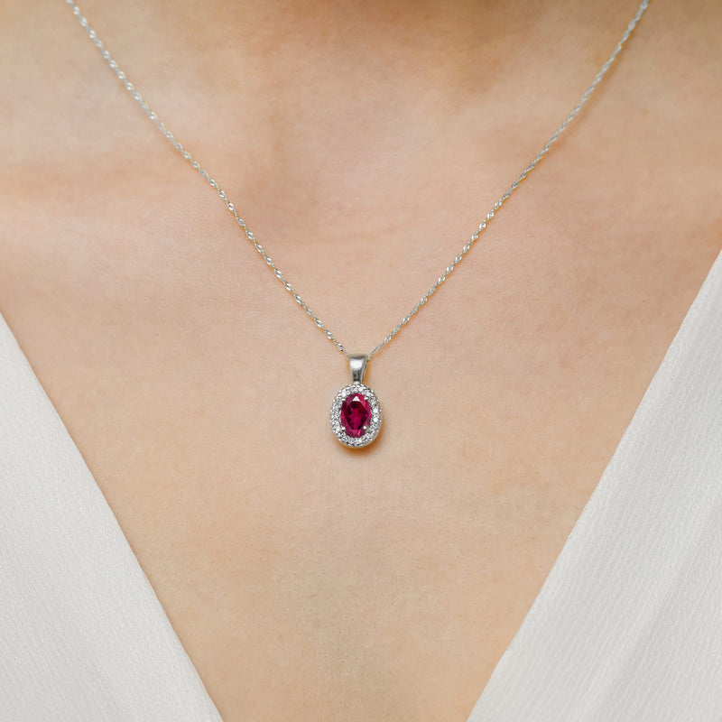 Pandantiv Aur 14K cu Rhodolite 0.50 ct si Diamante Naturale 0.08 ct, imaginea 9 din 9