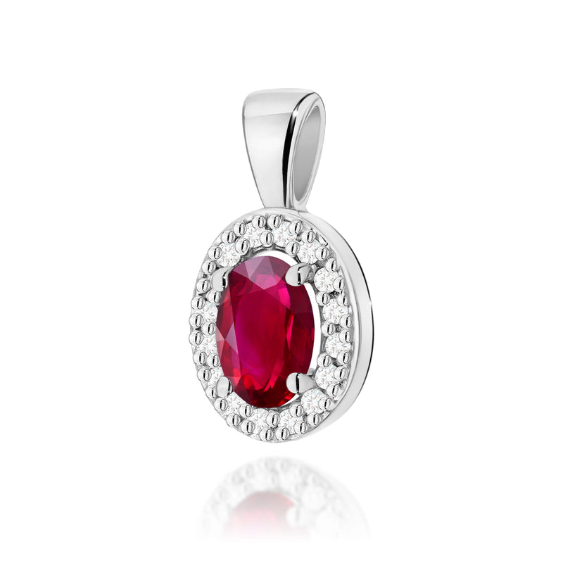 Pandantiv Aur 14K cu Rubin 0.60 ct si Diamante Naturale 0.08 ct, imaginea 7 din 9