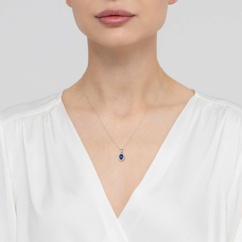 Pandantiv Aur 14K cu Safir 0.70 ct si Diamante Naturale 0.08 ct, imaginea 8 din 9