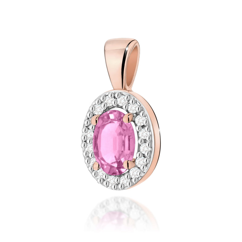 Pandantiv Aur 14K cu Pink Sapphire 0.45 ct si Diamante Naturale 0.08 ct, imaginea 4 din 9