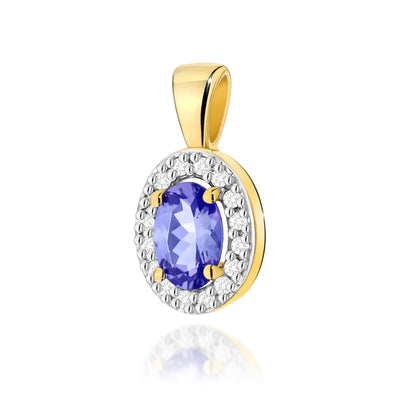 Pandantiv Aur 14K cu Tanzanit 0.40 ct si Diamante Naturale 0.08 ct