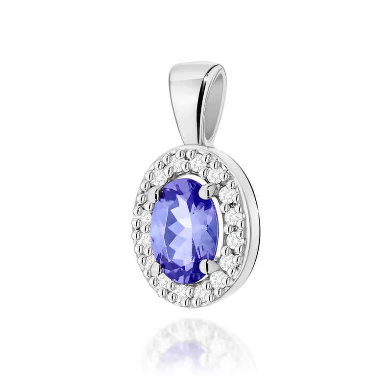 Pandantiv Aur 14K cu Tanzanit 0.40 ct si Diamante Naturale 0.08 ct, imaginea 7 din 9
