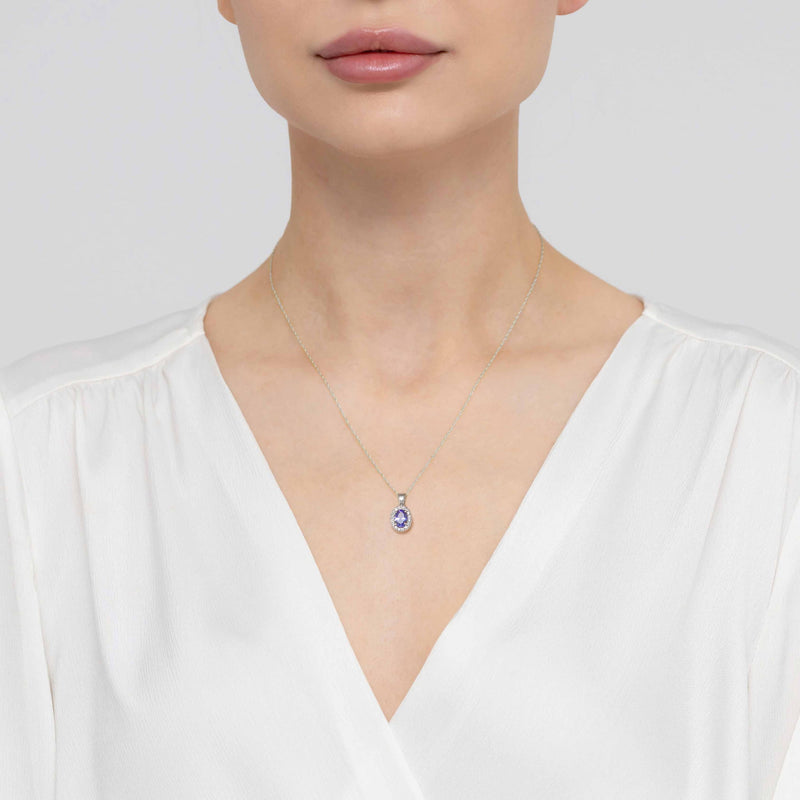 Pandantiv Aur 14K cu Tanzanit 0.40 ct si Diamante Naturale 0.08 ct, imaginea 8 din 9
