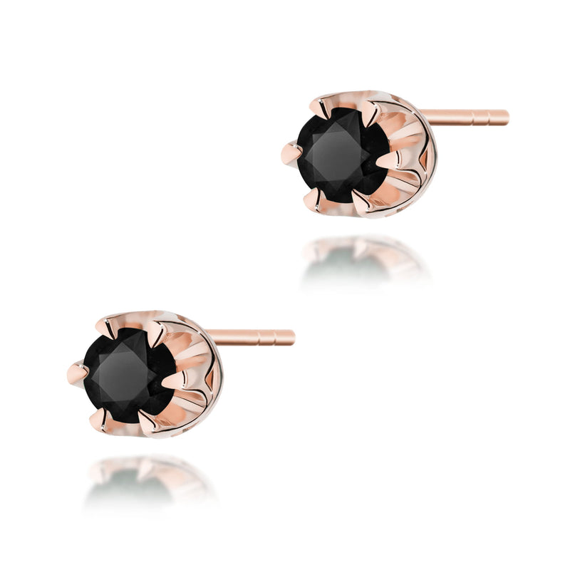 Cercei Aur 14K cu Diamant Natural Negru 0.12 ct — Aur roz