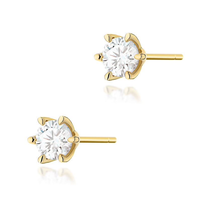 Cercei Aur 14K cu Diamant de Laborator 1.00 ct — Aur galben